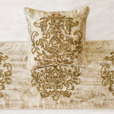 Foil Damask Gold Decorative Bed Runner and Cushion Cover