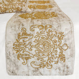 Foil Damask Gold Decorative Bed Runner and Cushion Cover