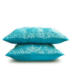 All Eyes on Aqua - Blue Silk Lumbar Cushion Cover
