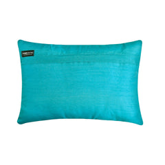 All Eyes on Aqua - Blue Silk Lumbar Cushion Cover