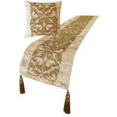 Ornamento Oro Decorative Bed Runner and Cushion Cover