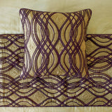 Plum Swirls Decorative Bed Runner and Cushion Cover