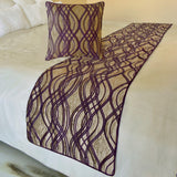 Plum Swirls Decorative Bed Runner and Cushion Cover