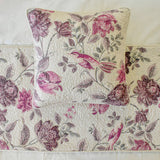 Vintage Birdie - Cotton Pink Decorative Bed Runner and Cushion Cover