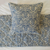 Farzeen Blue - Cotton Blue Decorative Bed Runner and Cushion Cover