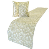 Spinzar - Jacquard Ivory & Gold Decorative Bed Runner and Cushion Cover