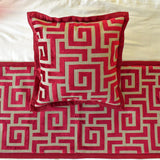 Path - Velvet Red Decorative Bed Runner and Cushion Cover
