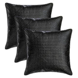 Tanner Black - Black Faux leather Throw cushion Cover