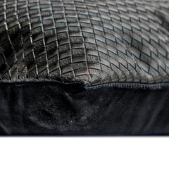 Tanner Black - Black Faux leather Throw cushion Cover