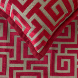 Path - Velvet Red Decorative Bed Runner and Cushion Cover