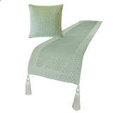 Tessellation Blue - Jacquard Blue Decorative Bed Runner and Cushion Cover