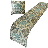 Royal Elegance - Jacquard Blue Decorative Bed Runner and Cushion Cover