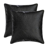 Tanner Black - Black Faux leather Throw Cushion Cover