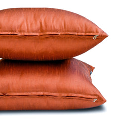 Rust Luxury Pack of 2 - Rust Art Silk Throw Cushion Cover