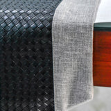 Black Leathersmith - Black Faux Leather & Linen Decorative Table Runner