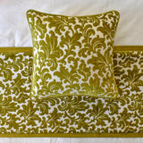 Chartreuse Charm - Velvet Chartreuse Decorative Bed Runner and Cushion Cover