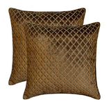 Geolattice Brown - Brown Velvet Throw cushion Cover