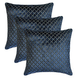 Geolattice Navy - Navy Blue Velvet Throw cushion Cover