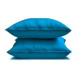 Peacock Blue Luxury Pack of 2 - Peacock Blue Art Silk Throw Cushion Cover