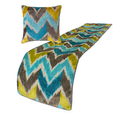 Plume Palatte - Velvet Blue Decorative Bed Runner and Cushion Cover