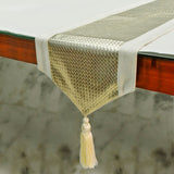 Leather Goldsmith - Gold Faux Leather & Linen Decorative Table Runner