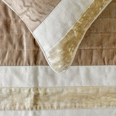 Luxe Velvet Lines - Velvet Beige Decorative Bed Runner and Cushion Cover