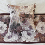 Wood Rose - Jacquard Purple Decorative Bed Runner and Cushion Cover