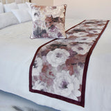 Wood Rose Decorative Bed Runner and Cushion Cover