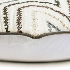 Zig Zag Zest - White Cotton Throw Pillow Cover
