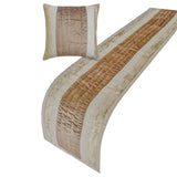 Luxe Velvet Lines - Velvet Beige Decorative Bed Runner and Cushion Cover