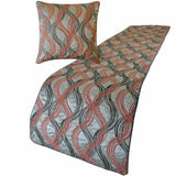 Orange Twirls - Jacquard Orange Decorative Bed Runner and Cushion Cover