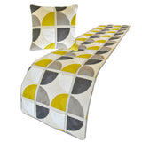 Geo Fusion - Cotton Yellow & Grey Decorative Bed Runner and Cushion Cover