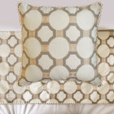 Threaded Geometry - Cotton White, Beige & Grey Decorative Bed Runner and Cushion Cover