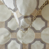 Threaded Geometry - Cotton White, Beige & Grey Decorative Bed Runner and Cushion Cover