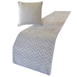Silver Gleam Chevron - Jacquard Silver Decorative Bed Runner and Cushion Cover