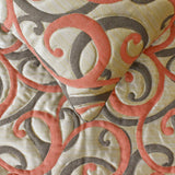 Scroll Cascade - Jacquard Orange Decorative Bed Runner and Cushion Cover