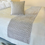 Silver Gleam Chevron Decorative Bed Runner and Cushion Cover