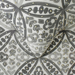 Meryem - Embroidered Gray Decorative Bed Runner and Cushion Cover