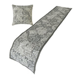 Meryem - Embroidered Gray Decorative Bed Runner and Cushion Cover
