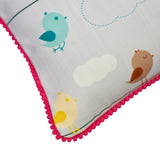 Chirpy Cheeks - Blue Cotton Throw Pillow Cover