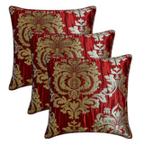 Damask Aurum - Red Jacquard Throw Pillow Cover