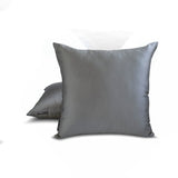 Silver Gray Slub Satin - Silver Satin Throw Pillow Cover