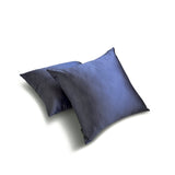 Midnight Blue Slub Satin - Blue Satin Throw Pillow Cover