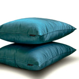 Turquoise Slub Satin - Turquoise Satin Throw Pillow Cover