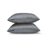 Silver Gray Slub Satin - Silver Satin Throw Pillow Cover