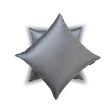 Silver Gray Slub Satin - Silver Satin Throw Pillow Cover