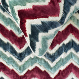 Chevron Symphony - Suede Red & Blue Decorative Bed Runner and Cushion Cover