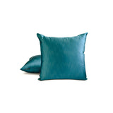 Turquoise Slub Satin - Turquoise Satin Throw Pillow Cover