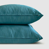 Turquoise Slub Satin - Turquoise Satin Throw Pillow Cover