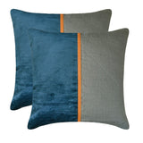 Cozy Cord Blue - Blue Corduroy & Linen Throw Pillow Cover